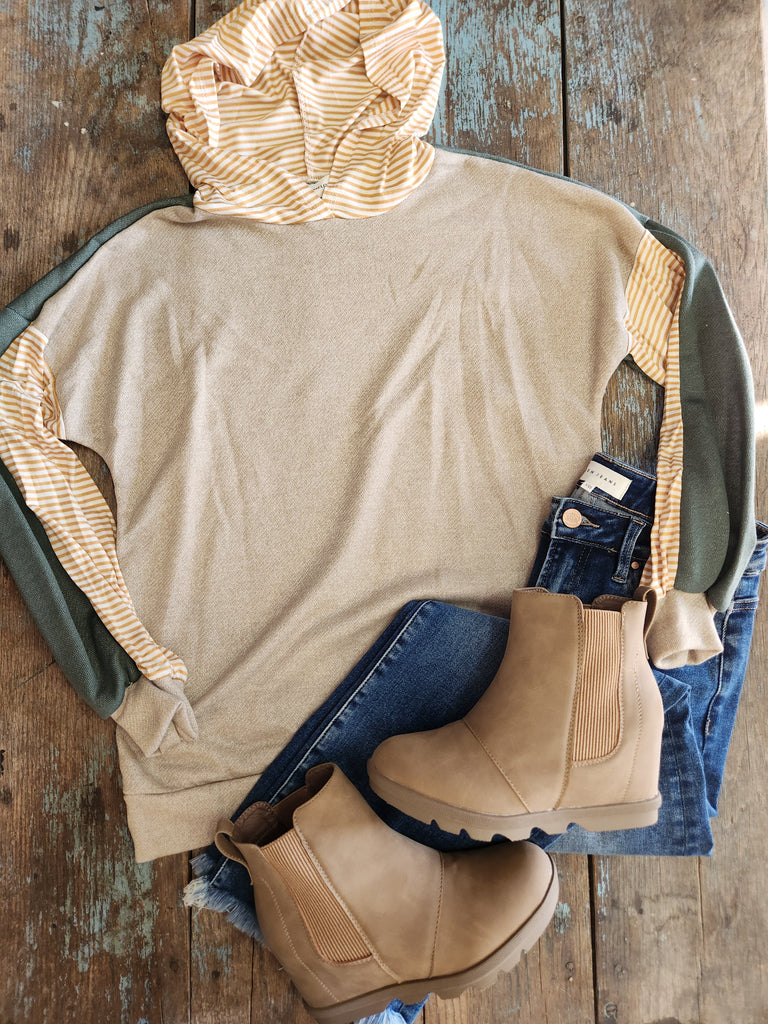 All the Time Colorblock Striped Hoodie