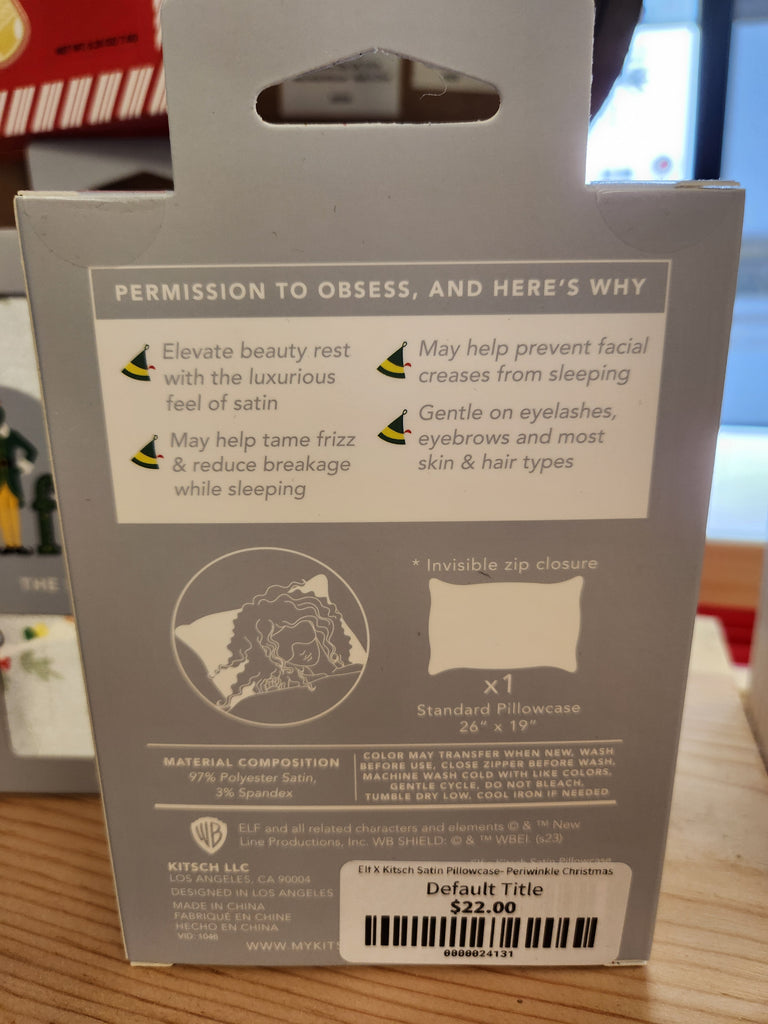 Elf X Kitsch Satin Pillowcase- Periwinkle Christmas