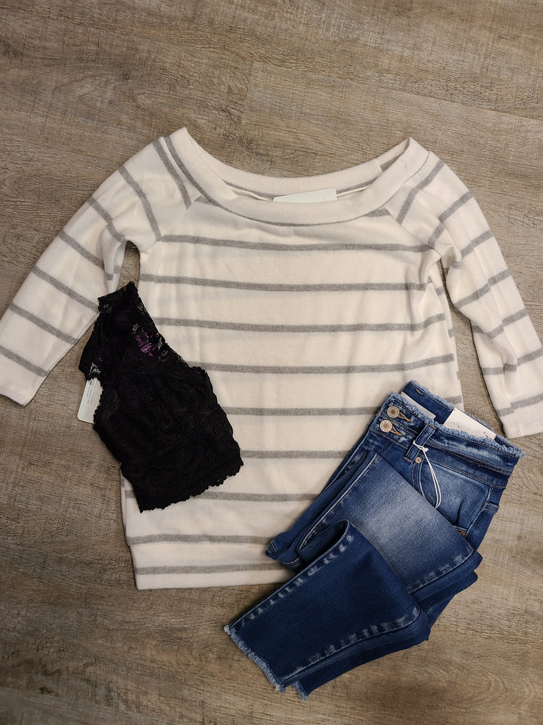 Wide Neck Striped Top