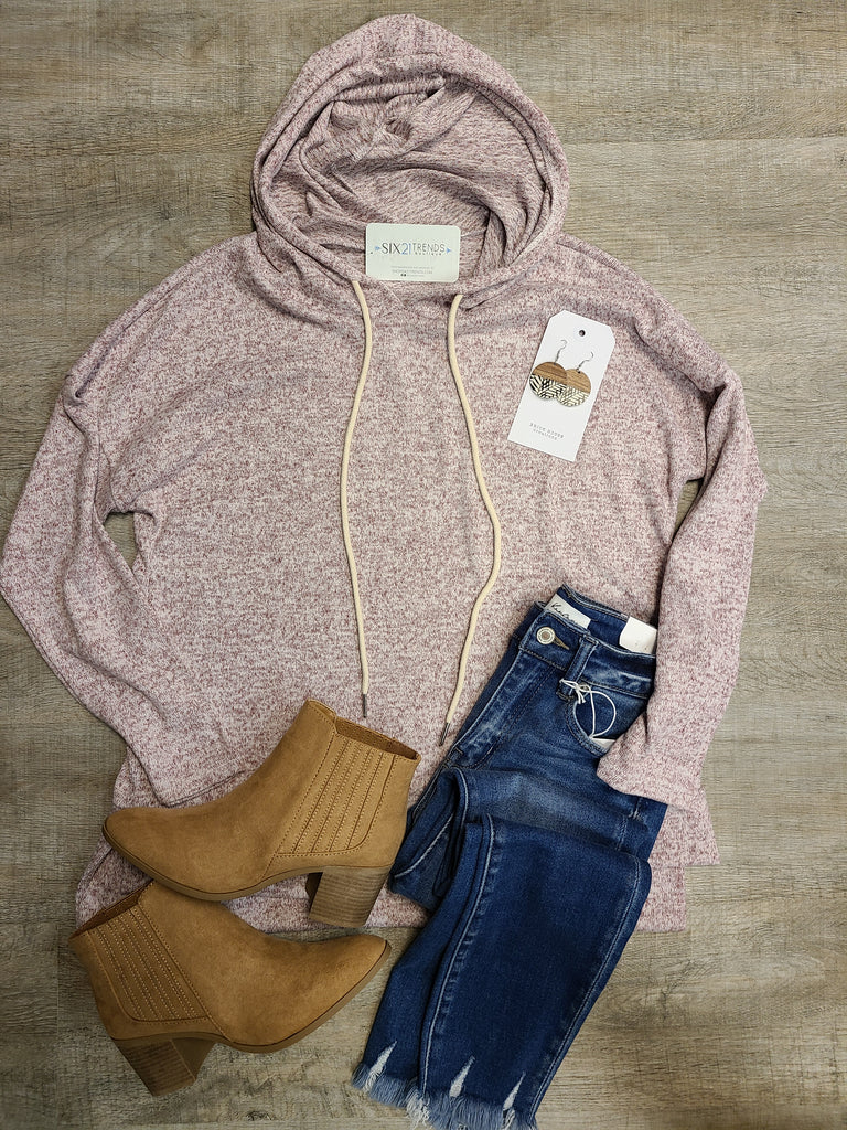 Burgundy Brushed Two Tone Hoodie