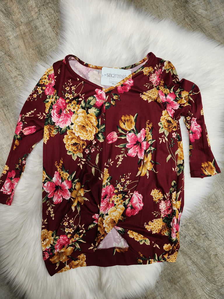 Burgundy Floral Top (DOORBUSTER)