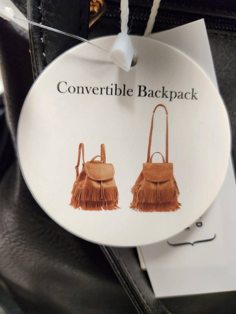 Fringe Drawstring Convertible Backpack
