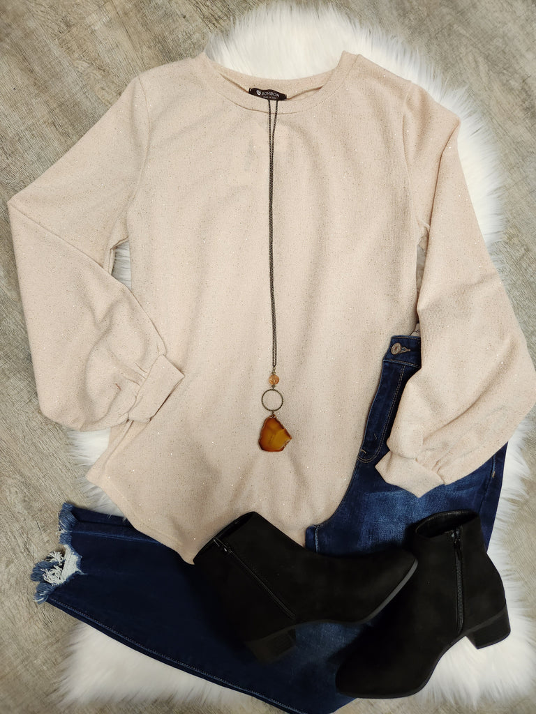 Sand Glittering Tunic Top