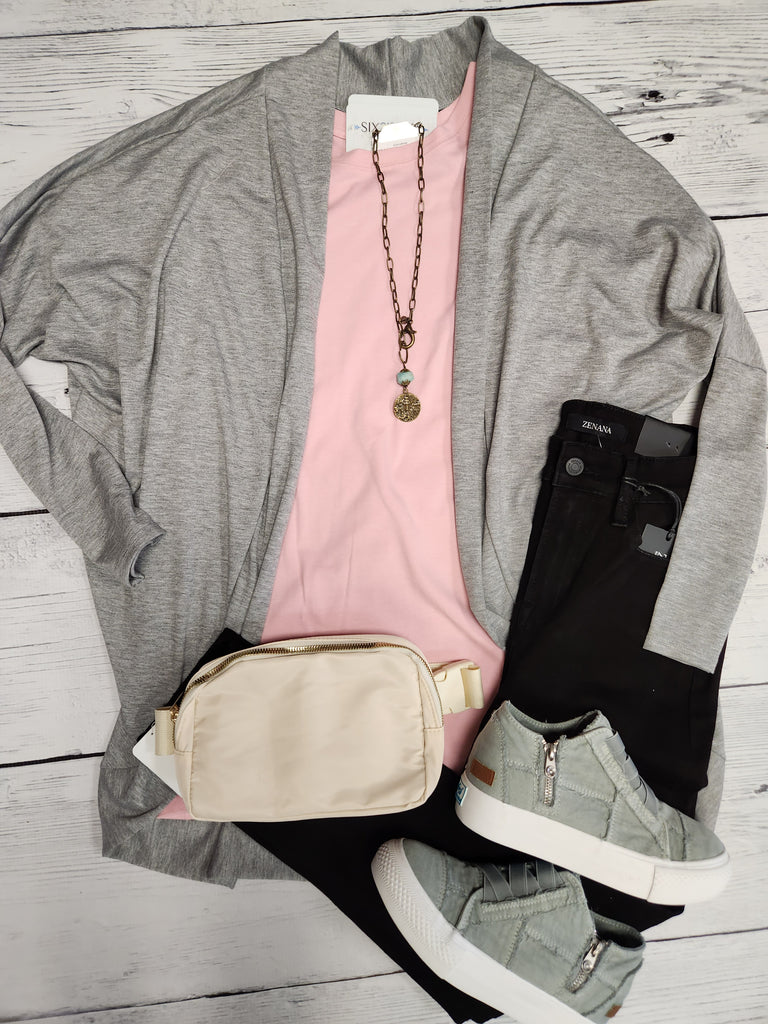 Heather Grey Soft Terry Cardigan