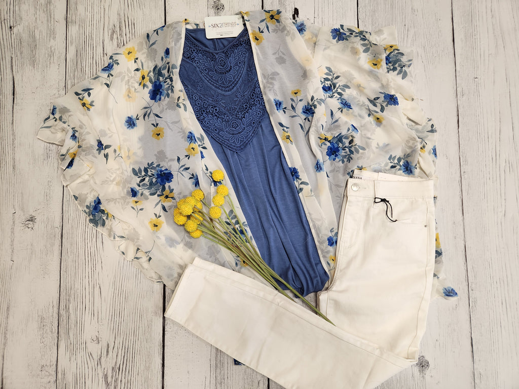 Denim Lace Sleeveless Top