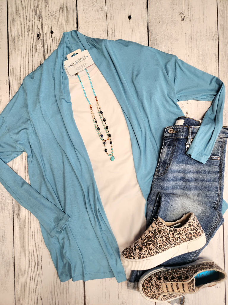 Slate Blue Cardigan w/ Pockets