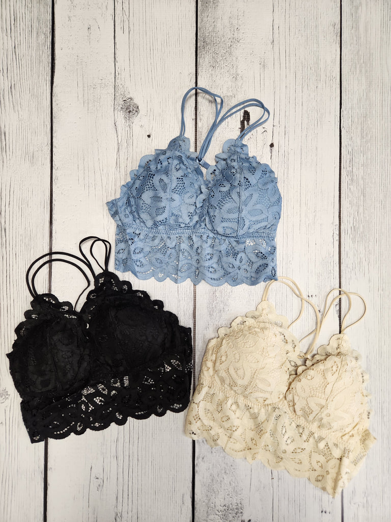 Knit Lace Cross Strap Bralette