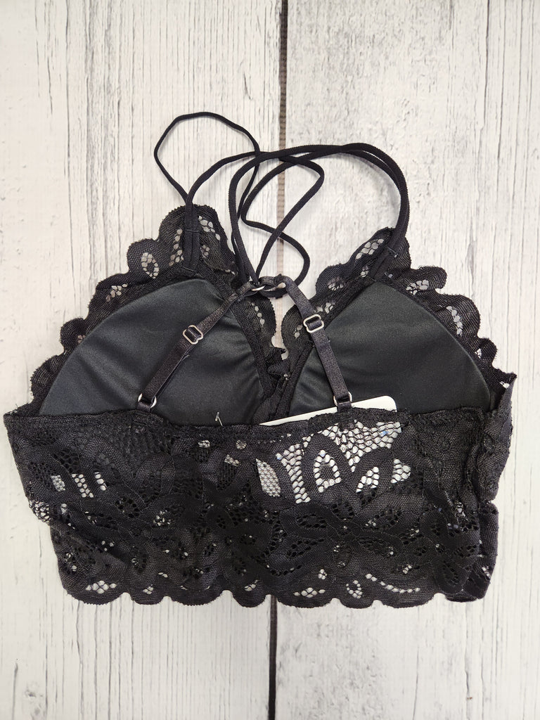 Knit Lace Cross Strap Bralette