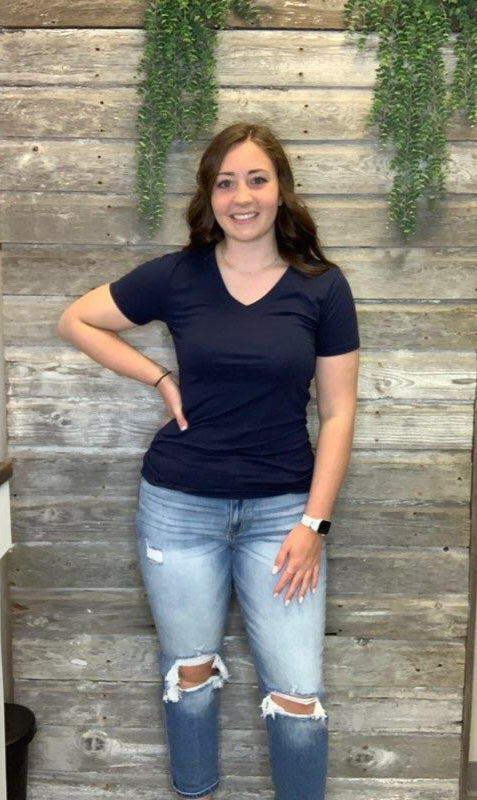 Basic Cotton V-neck Tee