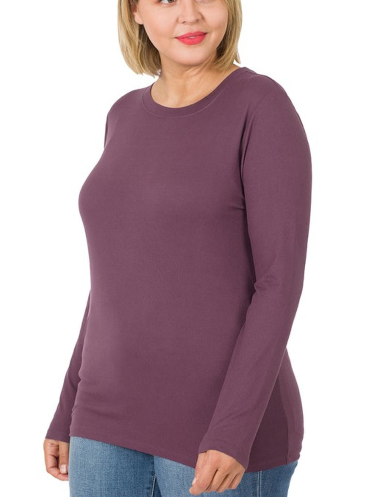 Long Sleeve Round Neck Tee (Curvy)