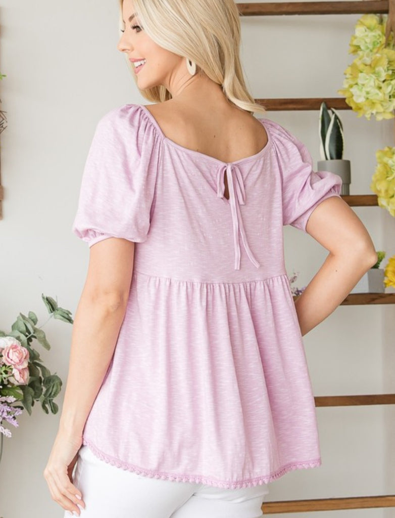 Purple Lace Trim Top