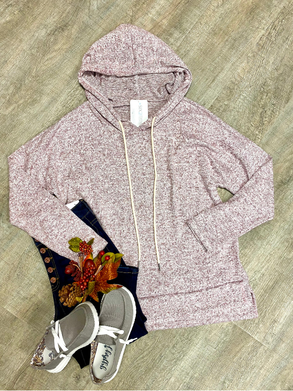 Burgundy Brushed Two Tone Hoodie