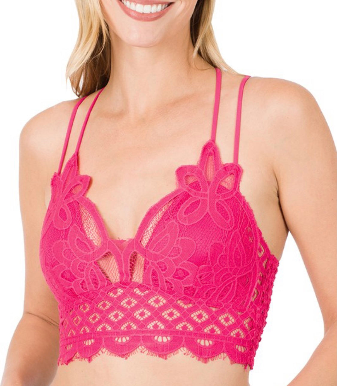 SEXY Crochet Lace Bralette With Removeable Bra Pads Diamond Shape Smocking  Back