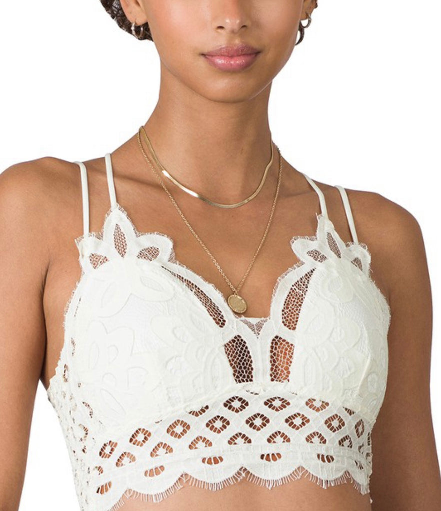 Crochet Lace Bralette With Bra Pads