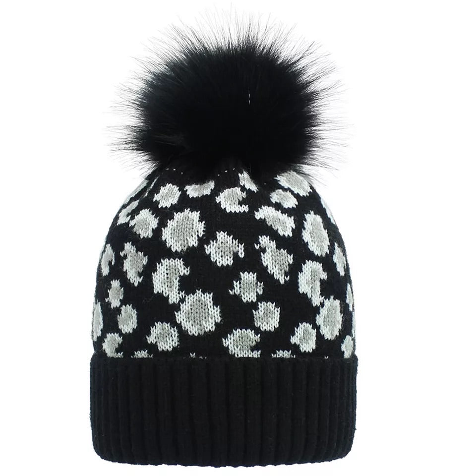 Leopard Pom Winter Hat